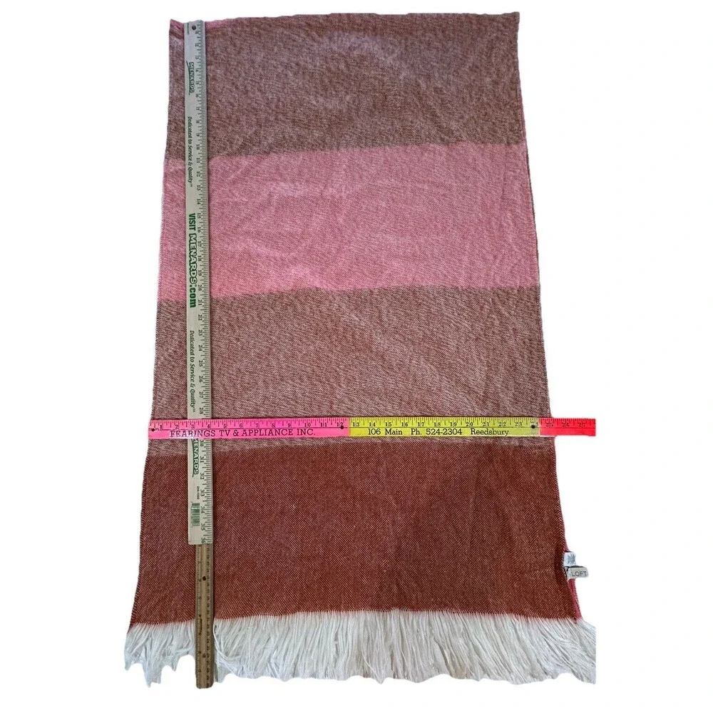 Ann Taylor LOFT Chevron Fringe Blanket Scarf Brown Pink Peach - One Size